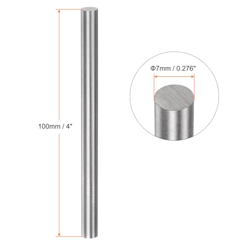 sourcing map 8 Stück Runde Stäbe 7mm x 100mm Hochgeschwindigkeitsstahl (HSS) Drehbankstangen DIY Handwerkszeug zum Drehen, Fräsen, Bohren und Gewindeschneiden