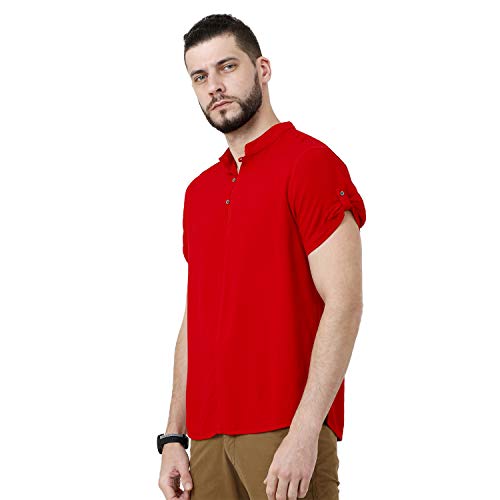 Image of Identiti Short Sleeves Solid Slim Fit 100% Viscose Casual Shirt /Kurta for Men