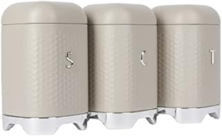 KitchenCraft Tea, Coffee and Sugar Storage Canister, Latte Cream, 11.5 x 11.5 x 19.5cm