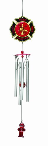 Spoontiques Firefighter Wind Chime - Outdoor Garden Décor - Decorative Chimes for Yard, Garden, Backyard and Patio Decoration