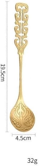 Silverware Flatware Set, 1/4/6/8/10/12 Piece Creative Hollow 304 Stainless Steel Spoons Retro Coffee Stirring Spoon Dessert Cake Spoon Soup Spoon Small Soup Spoon(Gold,12 Pieces)