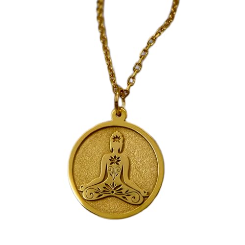 Joyería de yoga de plata con collar de 22 mm y cadena de 45 cm