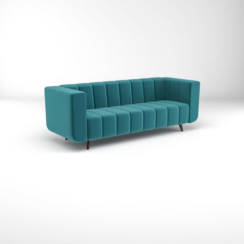 Image of 3 Seater Sofa | Luxury Comfort & Extra Spacious | Sofa Set | Wooden Sofa Set for Living Room | Couch Sofa Living Room & Office (Aqua Blue)