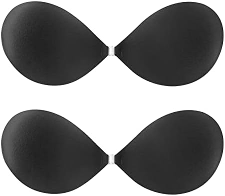 Laura Collection Adhesive Bra, Sticky Backless Bra Strapless Invisible Bra for Women (2Pcs Black, E)