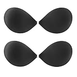 Laura Collection Adhesive Bra, Sticky Backless Bra Strapless Invisible Bra for Women (2Pcs Black, E)