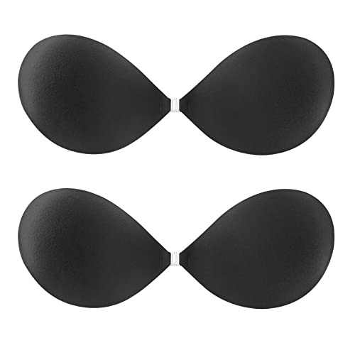 Laura Collection Adhesive Bra, Sticky Backless Bra Strapless Invisible Bra For Women (2Pcs Black, E) #TOP21