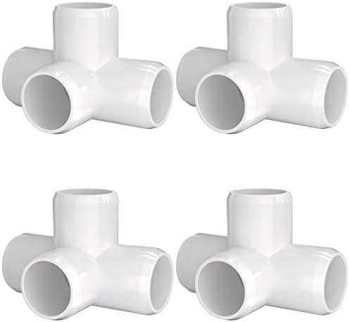 8 Pack 1-1/2 Inch PVC 3-Way Elbow Fittings - Furniture Grade UV-Resistant Connectors For DIY