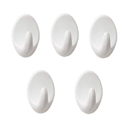 Image of Self Adhesive Hook Plastic Key Hanging Sticky Hanger Tool for Bathroom Kitchen Wall Door (5 Pieces) Hooks for Kitchen,