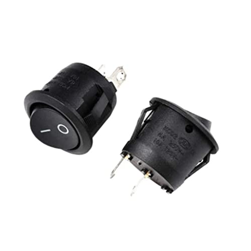 Interrupteur à bascule de type rond SPST 2pin noir 20mm marche-arrêt pour circuit