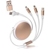 120W Fast Multi Charging Cable, 6 in 1 Retractable Charger Cable – USB C, Micro USB & L Port,Adjustable 10.2-44.1 in, 5A High Speed Fast Charging Cord, Traveling Multi chargers for all devices