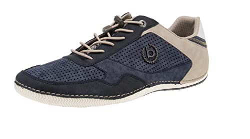 bugatti Herren Casual Sneaker mit Flexibler Sohle, Schnürschuh mit Memory Foam, Elastische Schnürsenkel, Dark Blue Blue, 44 EU