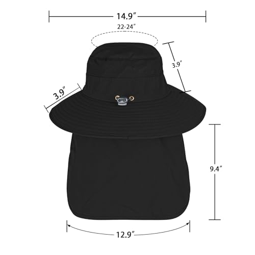 Sun Hats for Men Women Fishing Hat UPF 50+ Breathable Wide Brim Bucket Hats Summer UV Protection Safari Hat with Neck Flap