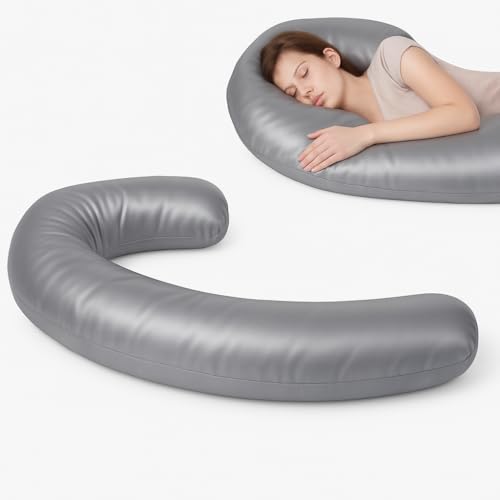 Premium Quality Pillowcase Compatible for Contour Swan Body Pillow Original Cool XL and Candy Cane Models Breathable Zippered Closure Pillowcase - Provides a Comfortable Sleep Experience (Gray)