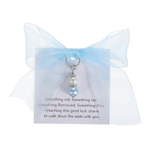 Neyauo Something Blue for Bride Exquisite Wedding Gifts Blue Bridal Bouquet Charm Wedding Garter Charm from Mom Dad Grandma Sister Friends