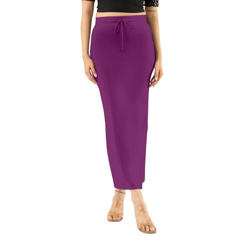 Image of DESI GIRL Cotton Lycra Stretchable Saree Shapewear Petticoat with Drawstring for Women | Fishcut Saree Petticoat with Side Slit for Easy Movement | Saree Shaper | Long inskirt