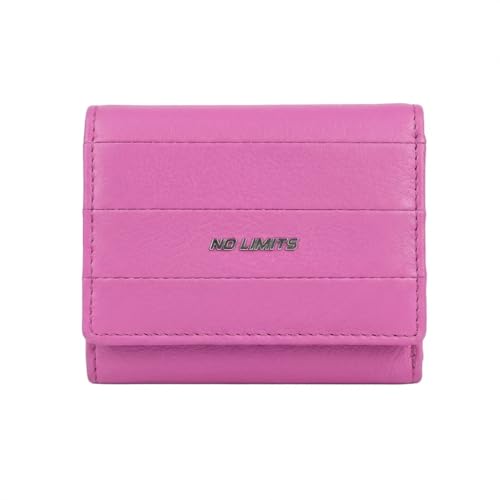 Portefeuille femme en cuir véritable trifold fuchsia No Limits Compatto
