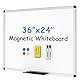 VIZ-PRO Magnetisches Whiteboard/Trockenabwischbares Board, 90 x 60 cm, inklusive 1 Radiergummi & 2 Marker & 4 Magneten