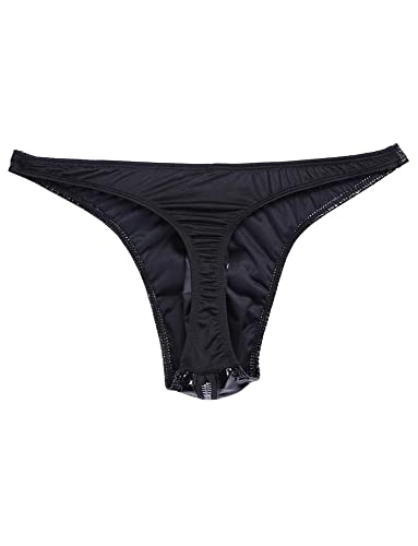 FEOYA Mens Leather Shorts Latex Trunks Low Rise Leather Boxer Briefs Open Front Crotchless Shiny Thong Underwear4