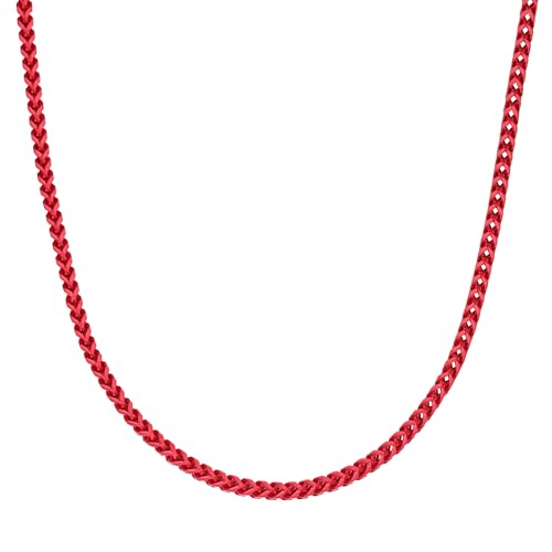 Metro Jewelry Stainless Steel Red Acrylic Thin Franco Chain and Bracelet Set for Men - 24 Inches Long 5 MM Wide with Lobster Claw Jewelry Set2