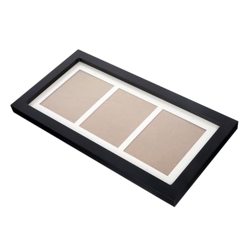 HOOTNEE Wooden Handprint Photo Frame 3-Grid Picture Frame for Baby Shower Present