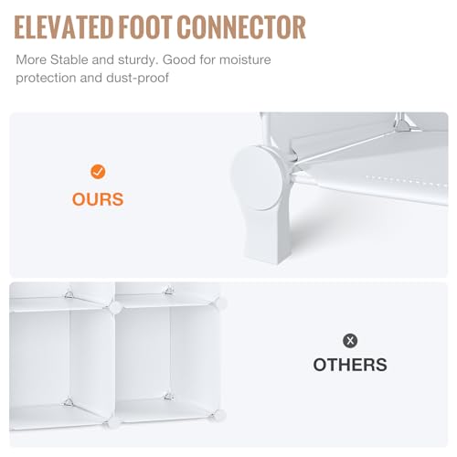 Neprock 16 Cubby Storage Organizer, Closet Clothes Storage Organizer, Cube Shelves Closet Organizers and Storage Shelves for Clothing Storage with Hammer, Bookshelf for Kids (White) thumbnail 6