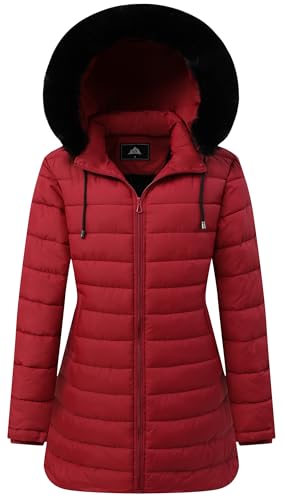 GOLDLADIES Women's Waterproof Long Down Jacket,Warm Winter Hooded Puffer Coat Thickened for Hiking Outdoor