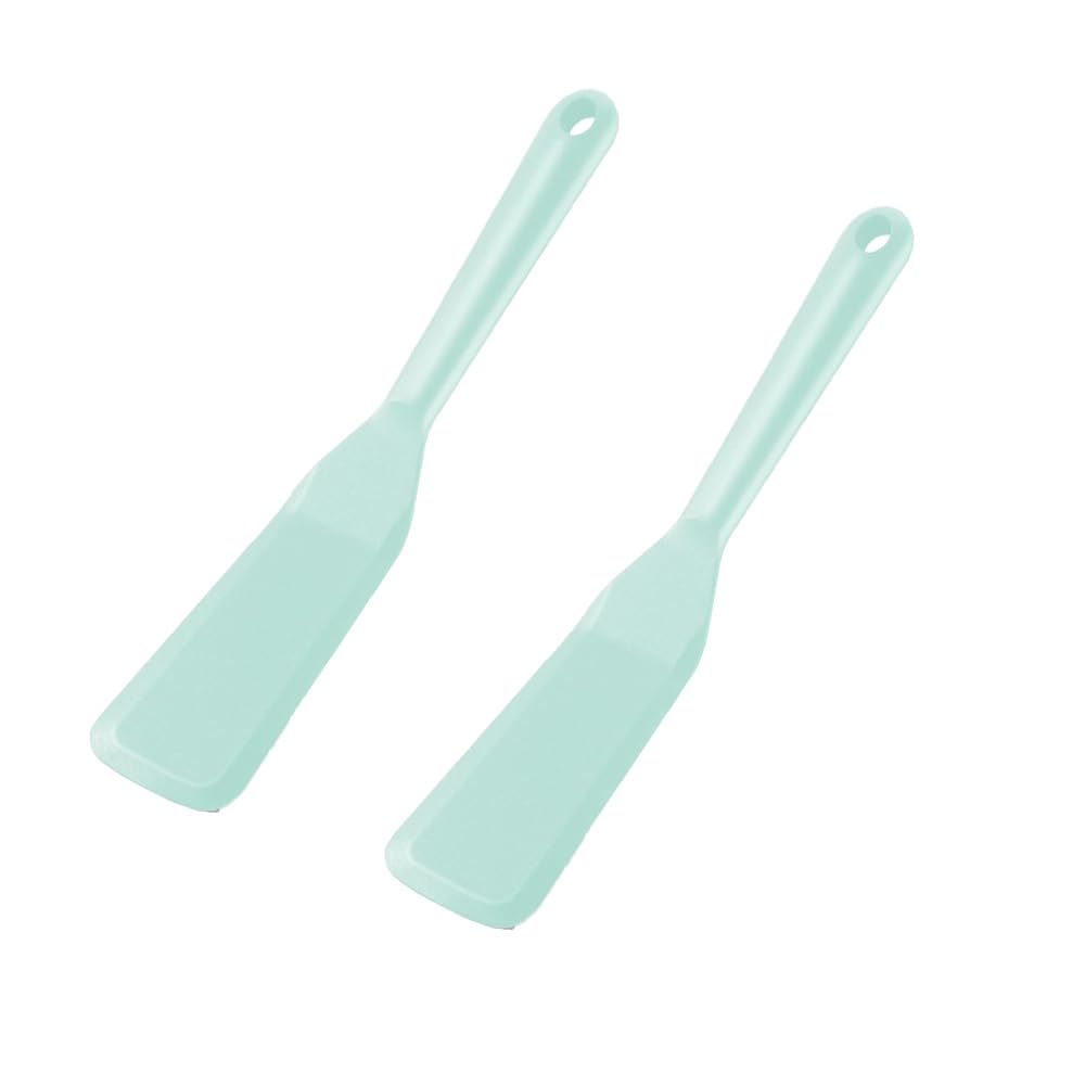 2 Pcs Silicone Narrow Skinny Spatula, Egg Flipper Spatula Silicone Spatula with Hook Hole Design Heat-Resistant Non-Stick Food Spatula for Cooking Burgers Pizza Steak, Azure Blue