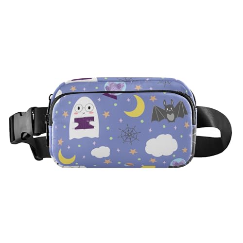 Marsupio con motivo di Ognissanti per donne e uomini grande capacità con cinturino regolabile per allenamento corsa escursionismo Hallowmas All Saints Day Pattern Taglia elegante viola