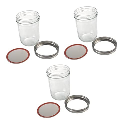 ULTECHNOVO Botella de Vidrio Multiusos 500 Ml con Tapa Metálica para Almacenamiento de Bebidas Leche y 3 Piezas