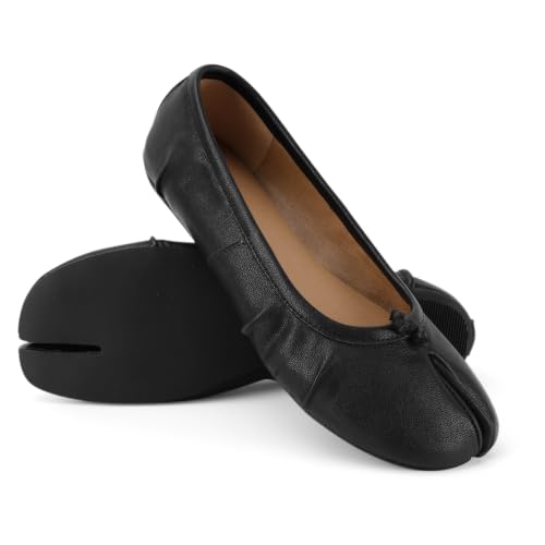 Image of VBDB Tabi Ballet Flats for Women Dressy Casual Shoes Split Toe Wide Flats Light Weight Japanese Shoes