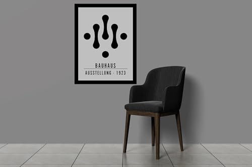 Image of BLINKART Vintage Bauhaus Retro Geometric Aesthetic Poster Gallery | Colorful Wrap Framed For Home Office Studio Living Room Modern Art Studio Decoration Abstract Shapes | (d84) | 13x10 Inch