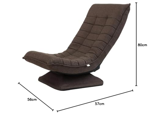 Image of Kawachi Folding Swivel Chair Leisure Lounge Sofa 360 Degree Rotation Adjustable Recliner Floor Chair Brown