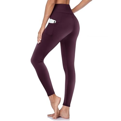 GAYHAY Leggings with Pockets for Women - High Waisted Tummy Control Workout Yoga Pants for Gym Running Small-Medium Purple