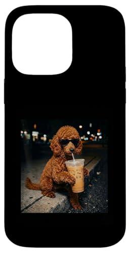 Standard Poodle Drinking Iced Coffee Animal Meme Humor Funny �X�}�z�P�[�X iPhone 14 Pro Max �p