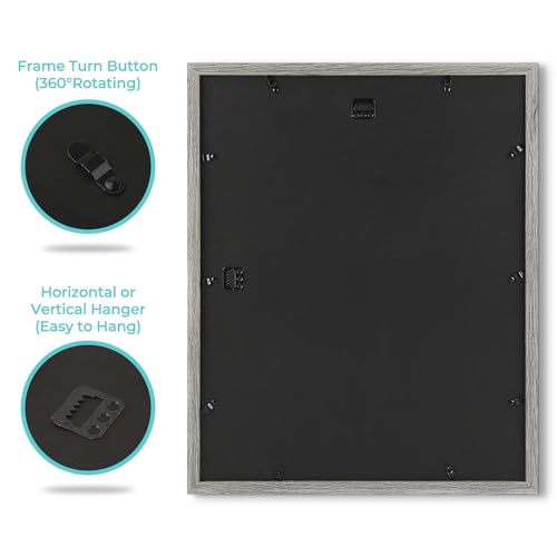 Image of Frametory, 16x20 Picture Frame with Mat for 11x14 Picture- - High Definition Glass Wide Molding - Preinstalled Wall Mounting Hardware (Gray, 1 Pack)