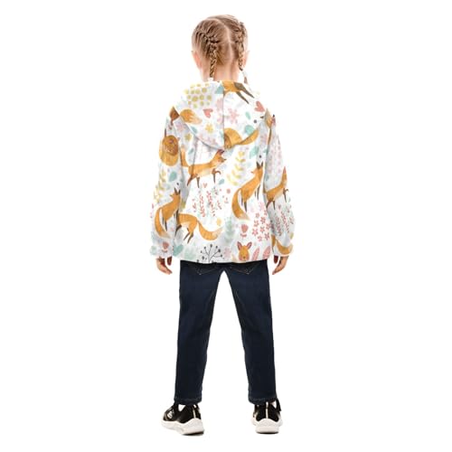 OTVEE Cute Foxes Flowers Kids Hoodie Jacket Fall Spring Full Zip Warm Outwear Coat4