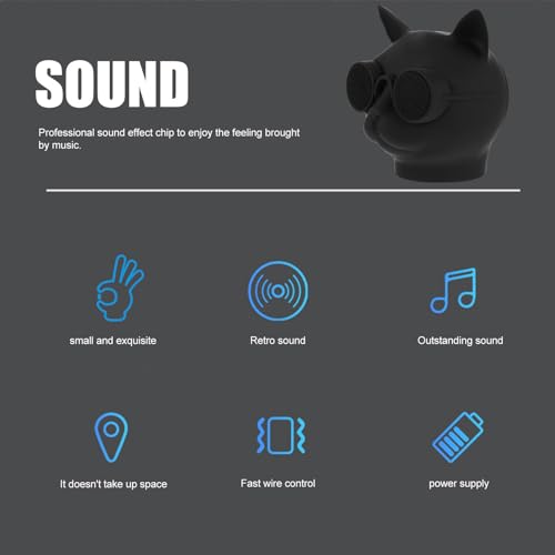 Enceinte sans fil portable chat mini noir, haut-parleur compact de bureau - 4