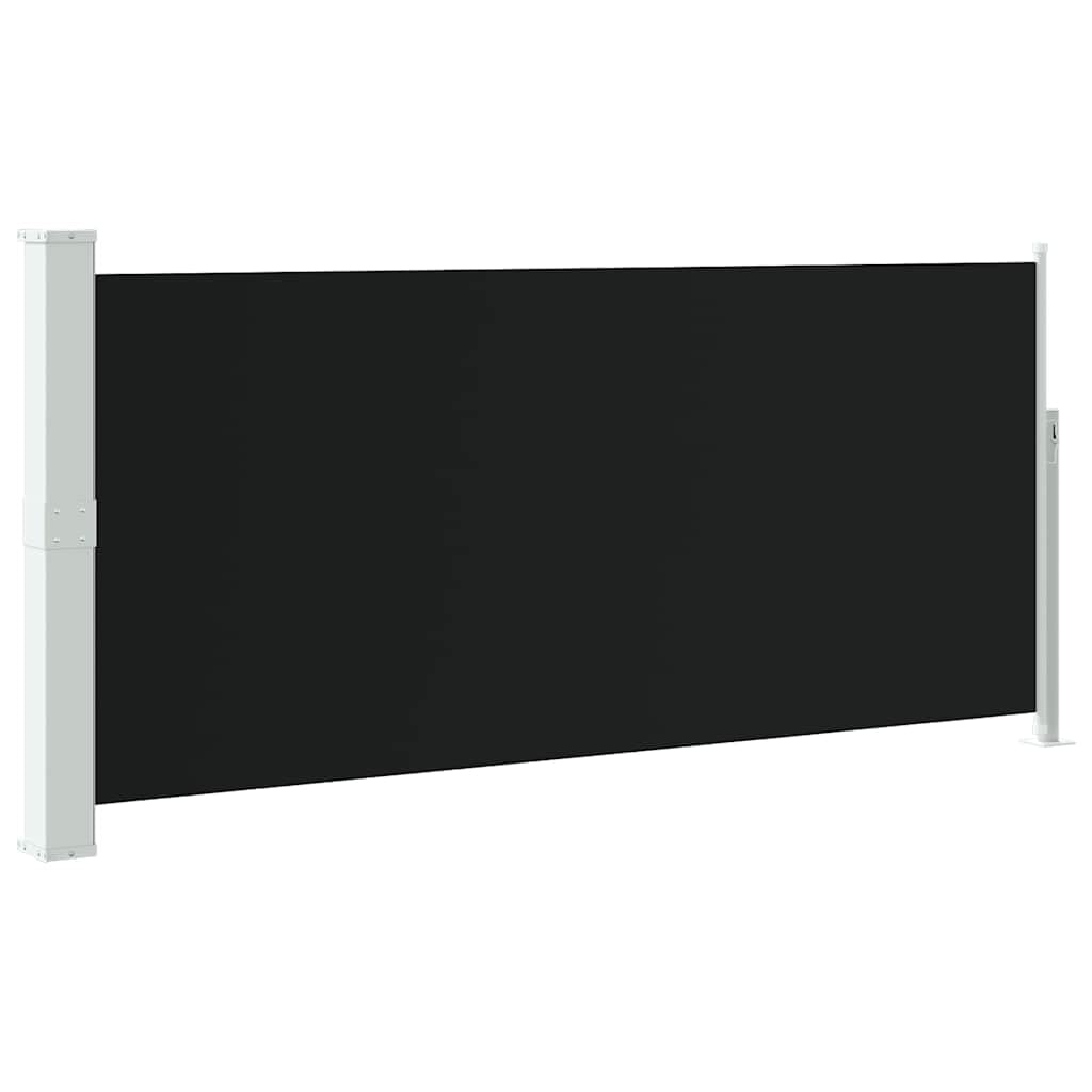 Cortina lateral extensible, 140 x 600 cm, color negro, protección visual, poliéster resistente a los rayos UV y a las roturas, función de enrollado automático, accesorios de