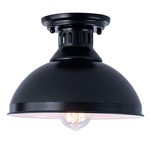 Plafonnier vintage noir mat style semi-encastré pour couloir et cuisine