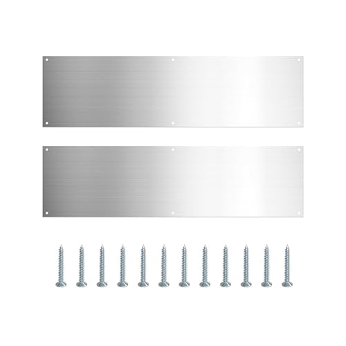 Placa de puerta de metal, placa protector de la puerta de 2 piezas: placa de patada de metal para decoración de puertas, puertas exteriores interiores, evite la puerta de patear
