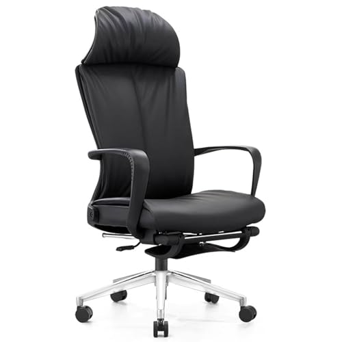 Silla Ejecutiva Giratoria con Ruedas Ajustable con Reposacabezas y Reposapies, Silla de Computadora de Respaldo Medio con Soporte Lumbar, Ángulo de Reclinación de 90° a 170° para Juegos,Oficina