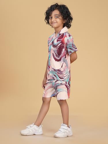 Image of Ninos Dreams Boys Cotton Rayon Coord Set with shorts /Holiday Shirt & Shorts