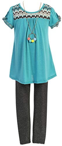 Image of 3 Pieces Top Legging Necklace Holiday Fall Winter Girls Pant Set 4-14