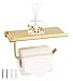 SPDYCESS Porta Carta Igienica a Parete con Ripiano Spazioso, Accessorio da Bagno in Acciaio Inossidabile, per Bagno da Cucina - Oro