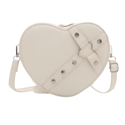 Heart Purse for Women Heart Shaped Purse Punk Gothic Belt Studded Leather Heart Crossbody Bags Goth Purse