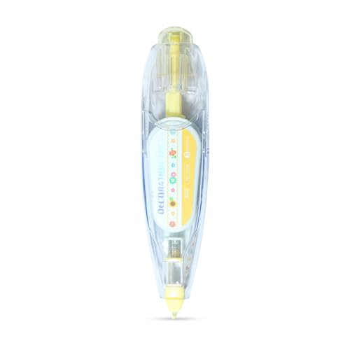 Image of GLUN Decorative Correction Tape 3 Meter Length Cute Cartoon Animal Prints, Cat, Dog, and Owl Prints, Retractable Pen for Scrapbooking, Diary, Planner, Journal DIY Crafts Yellow Colour