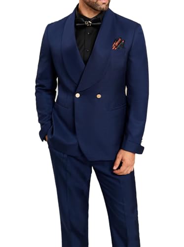 2 Piece Mens Suit Slim Fit Shawl Lapel Tuxedo for Mens Wedding Formal Business Party Prom for Men Blazer Jacket and Pant