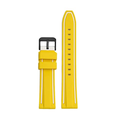 Silicone Sport Strap Compatible With Omega X Compatible With Swatch Moonswatch Quick Release Watch Band(Yellow white black)