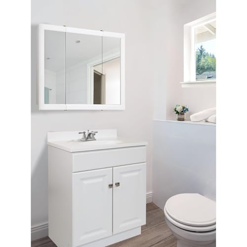 Image of Design House 586271 Cultured Marble 25-inch Vanity Top with Integrated Oval Bowl, 4 Centerset, White on White