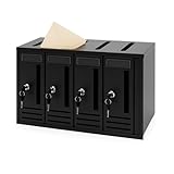 Paluplus Cassetta Postale Condominiale a 4 Posti, Misura 42x18x30 cm, Cassetta delle Lettere Verticale in Acciaio Verniciato con Targhetta Portanome, Chiavi e Fori d